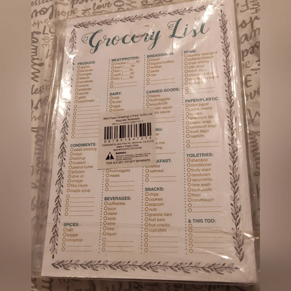 NWT! Weekly To-Do List and Grocery List Bundle